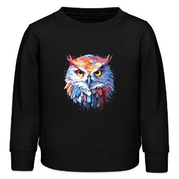 Owl Bird Animal Nature Freedom Wildlife Abstract - Kids Organic Sweatshirt by Stanley/Stella - black - Front - AI Model Kid Male (0cm)