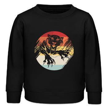 Säbelzahntiger - Kinder Organic Sweatshirt Mini Changer von Stanley/Stella - Schwarz - Vorne - AI Model Kid Male (0cm)