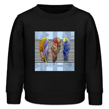 Feder - Kinder Organic Sweatshirt Mini Changer von Stanley/Stella - Schwarz - Vorne - AI Model Kid Male (0cm)