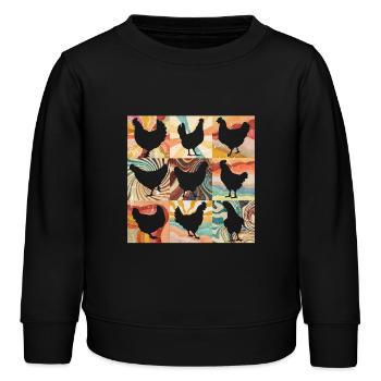 Blumen Retro Huhn - Kinder Organic Sweatshirt Mini Changer von Stanley/Stella - Schwarz - Vorne - AI Model Kid Male (0cm)