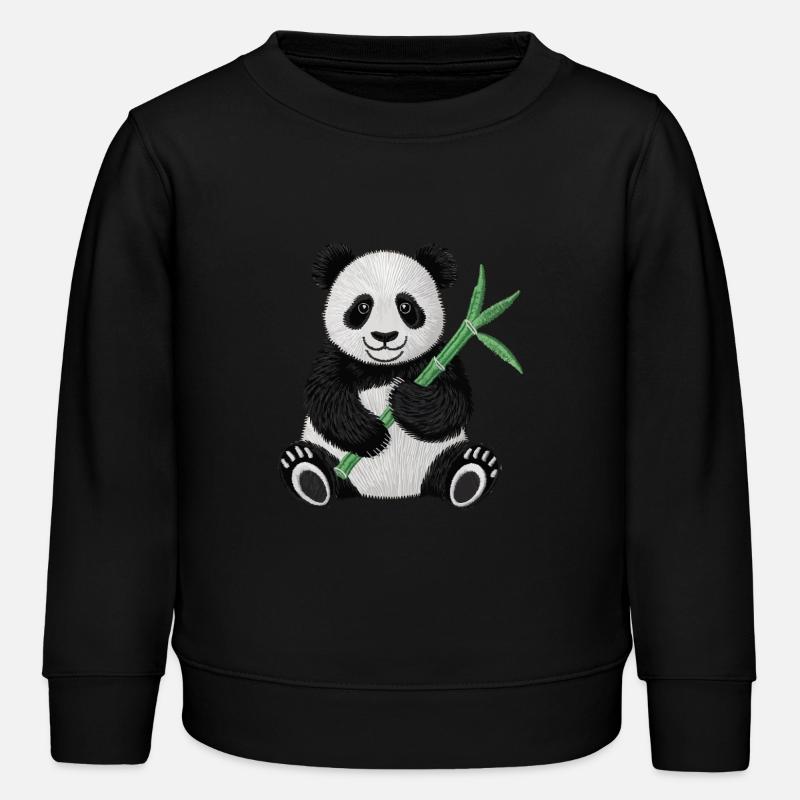 Embroidered Panda - Kids Organic Sweatshirt by Stanley/Stella - black