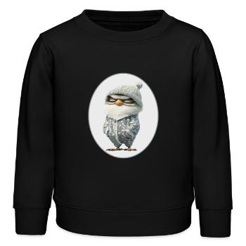 Eule - Kinder Organic Sweatshirt Mini Changer von Stanley/Stella - Schwarz - Vorne - AI Model Kid Male (0cm)