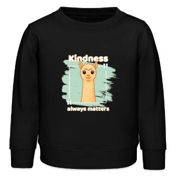 L’amabilité compte – Alpagas moelleux - Sweat enfant bio Stanley/Stella - noir - Devant - AI Model Kid Male (0cm)