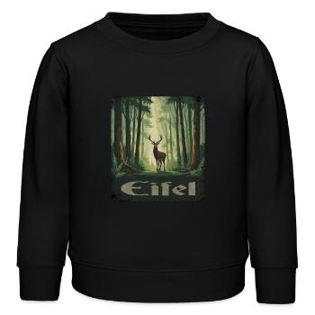 Eifel mit Hirsch - Kinder Organic Sweatshirt Mini Changer von Stanley/Stella - Schwarz - Vorne - AI Model Kid Male (0cm)