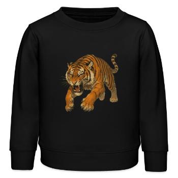 Tigre en colère - Sweat enfant bio Stanley/Stella - noir - Devant - AI Model Kid Male (0cm)