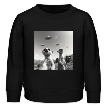 Erdmännchen posiert für ein Selfie mit UFOs lustig - Kinder Organic Sweatshirt Mini Changer von Stanley/Stella - Schwarz - Vorne - AI Model Kid Male (0cm)