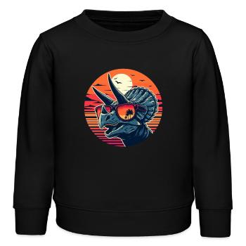 Triceratops Dinosaurier Chillen am Strand - Kinder Organic Sweatshirt Mini Changer von Stanley/Stella - Schwarz - Vorne - AI Model Kid Male (0cm)