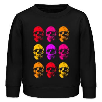 Colored Linear Skull Art - Kids Organic Sweatshirt by Stanley/Stella - black - Front - AI Model Kid Male (0cm)
