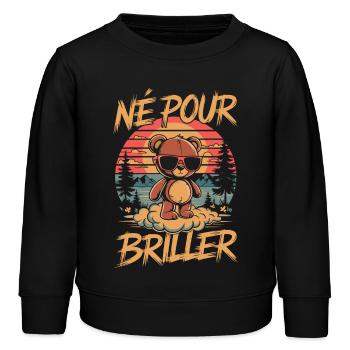 Né pour Briller - Sweat enfant bio Stanley/Stella - noir - Devant - AI Model Kid Male (0cm)