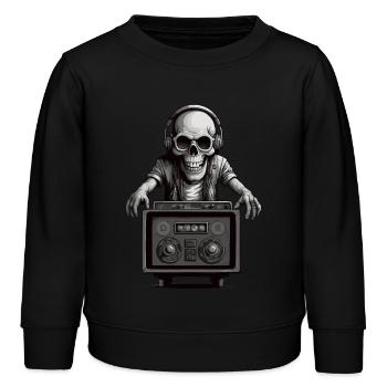 Skull Musicien - Sweat enfant bio Stanley/Stella - noir - Devant - AI Model Kid Male (0cm)