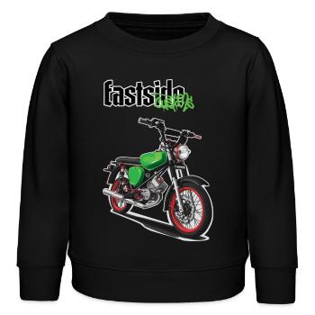 S51 (grün) // Illustration - Kinder Organic Sweatshirt Mini Changer von Stanley/Stella - Schwarz - Vorne - AI Model Kid Male (0cm)