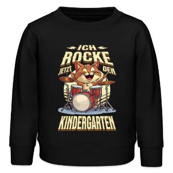 Kindergarten Kita Katze Schlagzeug Rock Musik - Kinder Organic Sweatshirt Mini Changer von Stanley/Stella - Schwarz - Vorne - AI Model Kid Male (0cm)