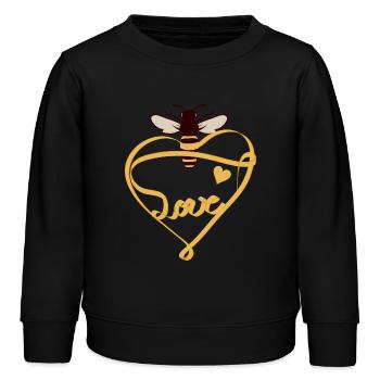 stilisierte Biene mit gelben Band und viel Liebe - Kinder Organic Sweatshirt Mini Changer von Stanley/Stella - Schwarz - Vorne - AI Model Kid Male (0cm)
