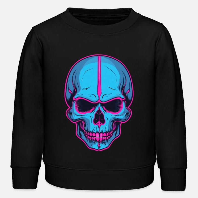Crâne néon Décor de Crâne Bleu - Sweat enfant bio Stanley/Stella - noir