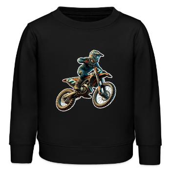 Motocross - Kinder Organic Sweatshirt Mini Changer von Stanley/Stella - Schwarz - Vorne - AI Model Kid Male (0cm)