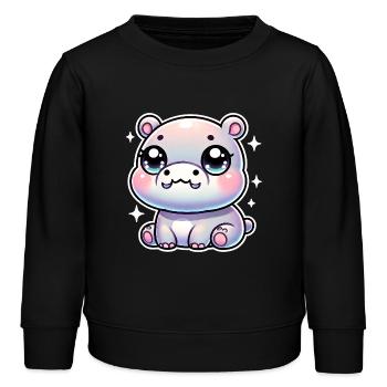 Super Cute Kawaii Baby Hippo - Kinder Organic Sweatshirt Mini Changer von Stanley/Stella - Schwarz - Vorne - AI Model Kid Male (0cm)
