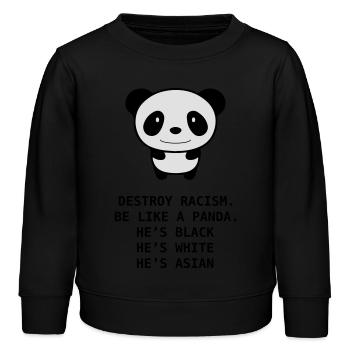 destroy racism panda - Sweat enfant bio Stanley/Stella - noir - Devant - AI Model Kid Male (0cm)
