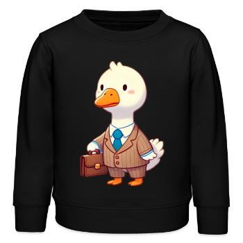 Serious Goose en costume avec mallette - Sweat enfant bio Stanley/Stella - noir - Devant - AI Model Kid Male (0cm)