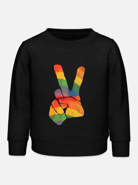 Farbiges Peace Zeichen - Kinder Organic Sweatshirt Mini Changer von Stanley/Stella - Schwarz