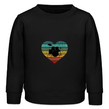 Ich liebe Schlagzeug und Drums Retro Herz - Kinder Organic Sweatshirt Mini Changer von Stanley/Stella - Schwarz - Vorne - AI Model Kid Male (0cm)