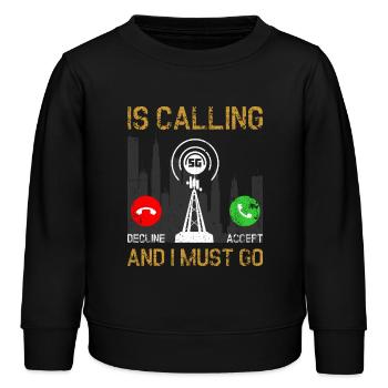 5G Signal City Dilemma - Kids Organic Sweatshirt by Stanley/Stella - black - Front - AI Model Kid Male (0cm)