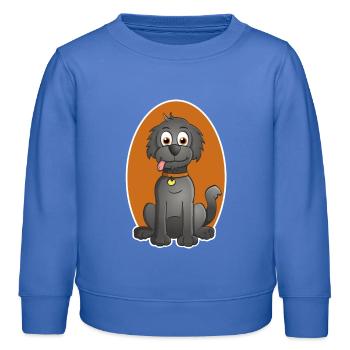 Cheerful Illustration of a dog in cartoon style - Kids Organic Sweatshirt by Stanley/Stella - carolina blue - Front - AI Model Kid Female (0cm)