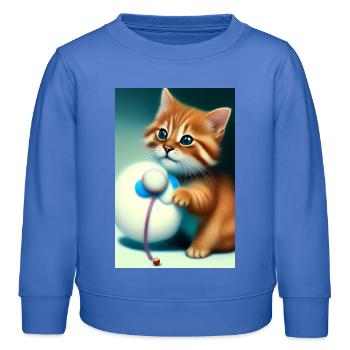 Little Cute Baby Cat - Kids Organic Sweatshirt by Stanley/Stella - carolina blue - Front - AI Model Kid Female (0cm)