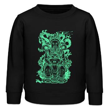 Buddha Figur - Kinder Organic Sweatshirt Mini Changer von Stanley/Stella - Schwarz - Vorne - AI Model Kid Male (0cm)