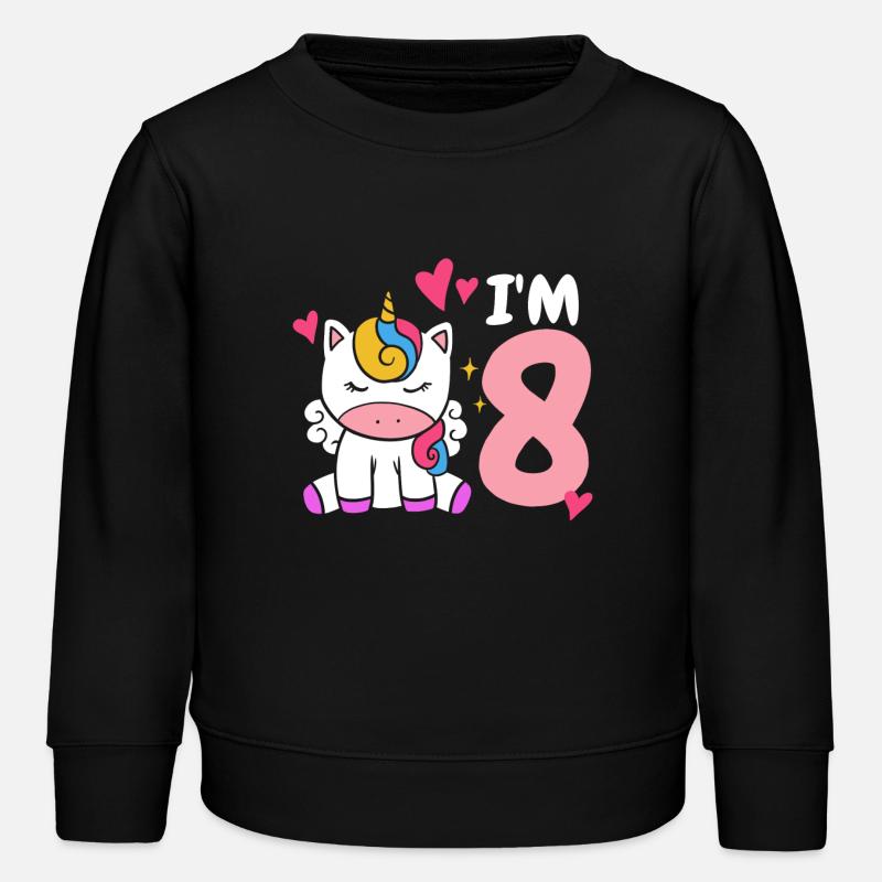 Licorne 8e anniversaire - Sweat enfant bio Stanley/Stella - noir