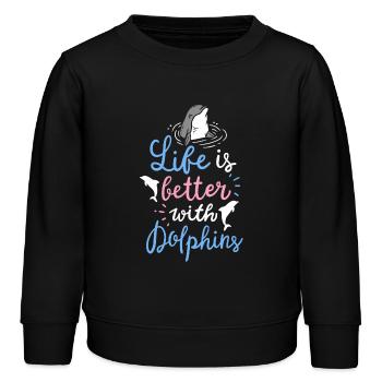 Delfin - Kinder Organic Sweatshirt Mini Changer von Stanley/Stella - Schwarz - Vorne - AI Model Kid Male (0cm)