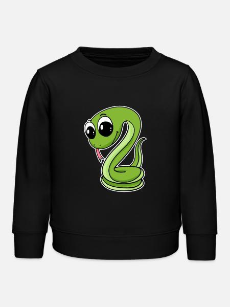 Grüne Schlange - Kinder Organic Sweatshirt Mini Changer von Stanley/Stella - Schwarz
