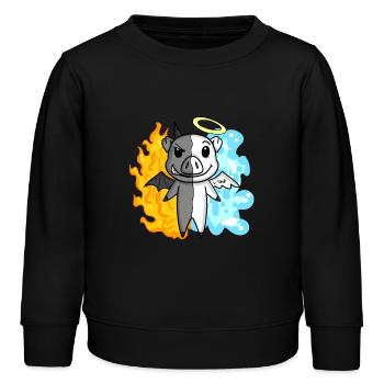 Pig - Angel and Devil - Kids Organic Sweatshirt by Stanley/Stella - black - Front - AI Model Kid Male (0cm)