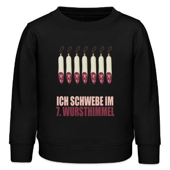 Humorvolle Wursthimmel Illustration - Kinder Organic Sweatshirt Mini Changer von Stanley/Stella - Schwarz - Vorne - AI Model Kid Male (0cm)