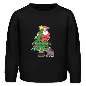 Weihnachtsmann auf dem Weihnachtsbaum - Kinder Organic Sweatshirt Mini Changer von Stanley/Stella - Schwarz - Vorne - AI Model Kid Male (0cm)