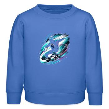 Longboarder auf Skateboard oder Longboard - Kinder Organic Sweatshirt Mini Changer von Stanley/Stella - carolina Blue - Vorne - AI Model Kid Female (0cm)