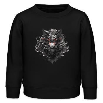 Dunkler Mondwolfmaske - Kinder Organic Sweatshirt Mini Changer von Stanley/Stella - Schwarz - Vorne - AI Model Kid Male (0cm)