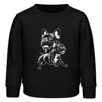 Süße Französische Bulldogge als cooles Porträt - Kinder Organic Sweatshirt Mini Changer von Stanley/Stella - Schwarz - Vorne - AI Model Kid Male (0cm)