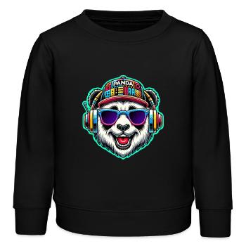 Cool DJ Panda Bear Headphones Colorful Retro Style - Kinder Organic Sweatshirt Mini Changer von Stanley/Stella - Schwarz - Vorne - AI Model Kid Male (0cm)