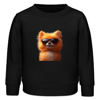 Zwergspitz Pommeraner Pom Süßer Deutscher Spitz - Kinder Organic Sweatshirt Mini Changer von Stanley/Stella - Schwarz - Vorne - AI Model Kid Male (0cm)