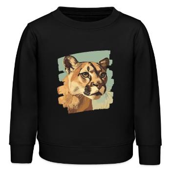 Lion from mountain Retro - Kinder Organic Sweatshirt Mini Changer von Stanley/Stella - Schwarz - Vorne - AI Model Kid Male (0cm)