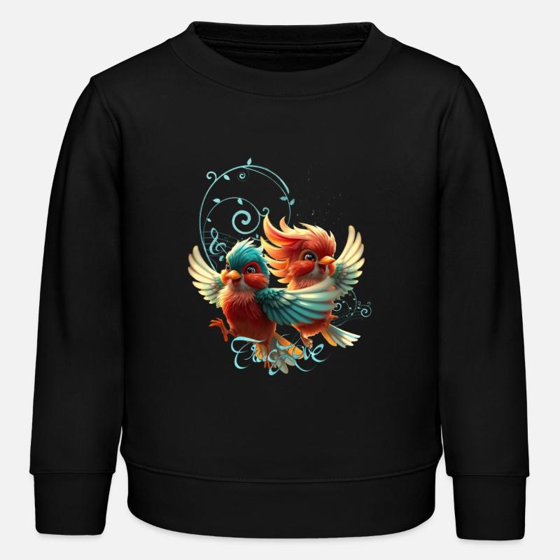 Mélodie d’amour d’oiseaux tendres. - Sweat enfant bio Stanley/Stella - noir