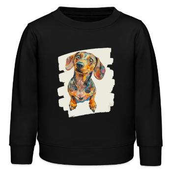 Dackel - Kinder Organic Sweatshirt Mini Changer von Stanley/Stella - Schwarz - Vorne - AI Model Kid Male (0cm)