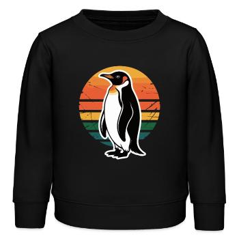 Pinguin Silhouette mit Sonnenuntergang - Kinder Organic Sweatshirt Mini Changer von Stanley/Stella - Schwarz - Vorne - AI Model Kid Male (0cm)
