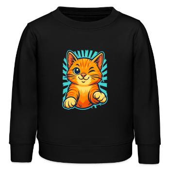Zwinkerndes orangefarbenes Kätzchen, liebe Katzen - Kinder Organic Sweatshirt Mini Changer von Stanley/Stella - Schwarz - Vorne - AI Model Kid Male (0cm)