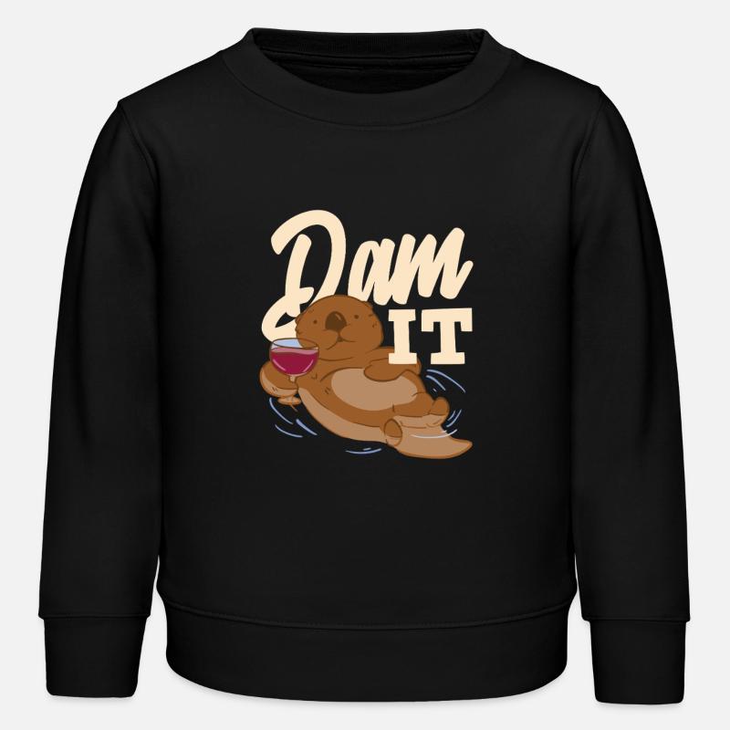 Loutre de mer dessin animé barrage il - Sweat enfant bio Stanley/Stella - noir