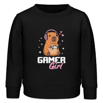 Capybara Gamer Girl Gaming Mädchen Videospiele - Kinder Organic Sweatshirt Mini Changer von Stanley/Stella - Schwarz - Vorne - AI Model Kid Male (0cm)