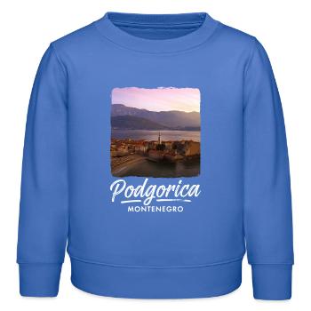 Podgorica Monténégro - Sweat enfant bio Stanley/Stella - carolina blue - Devant - AI Model Kid Female (0cm)