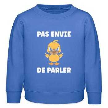 Pas envie de parler Canard - Sweat enfant bio Stanley/Stella - carolina blue - Devant - AI Model Kid Female (0cm)