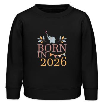 Baby Geboren in 2026 Born in 2026 Süßer Elefant - Kinder Organic Sweatshirt Mini Changer von Stanley/Stella - Schwarz - Vorne - AI Model Kid Male (0cm)