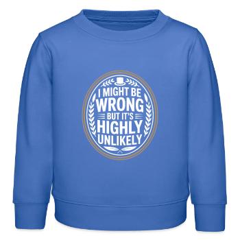 Might Be Wrong But Highly Unlikely Know-It-All - Kids Organic Sweatshirt by Stanley/Stella - carolina blue - Front - AI Model Kid Female (0cm)